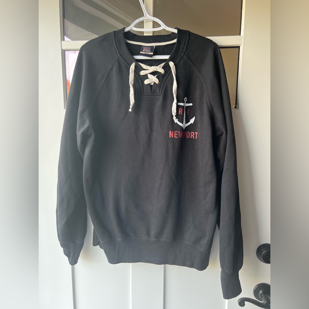 Vintage Newport RI Black Crewneck Sweater with Anchor Design